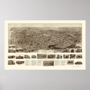 Póster Porto franco, mapa panorâmico de NY - 1909