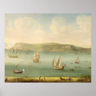 Póster Porto Mahon, Minorca, 1730's (óleo em canvas)