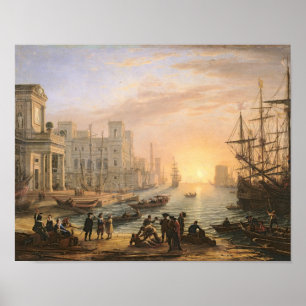 Póster Porto marítimo no por do sol, 1639