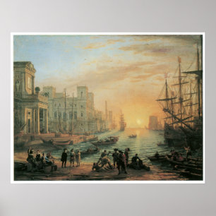 Poster Porto marítimo no Sunset, 1639