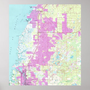 Póster Porto Richey & porto novo Richey Florida Mapa