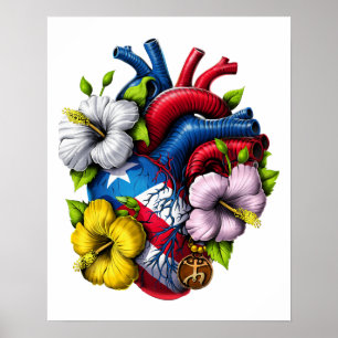 Poster Porto Rico Boricua Heart