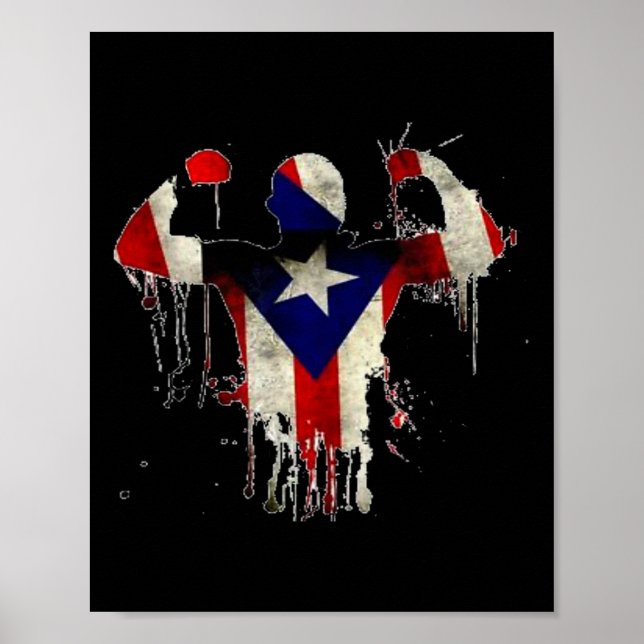 Poster Porto Rico Boxando Luvas Boxeo Camisa Ropa Uni (Frente)
