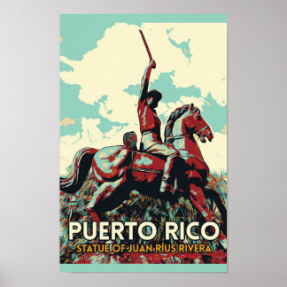 Poster Porto Rico, Mayagüez, estátua de Juan Rivera River