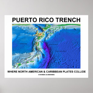 Póster Porto Rico Trench Onde a América do Norte Caribe