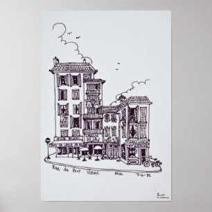 Poster Porto Rue du Vieux em Nice Antigo  Nice, França