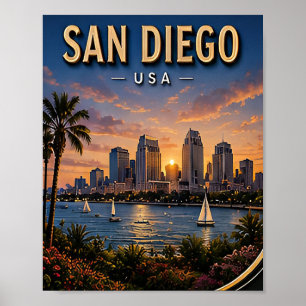 Poster Porto Turístico de San Diego e Horizonte Costeiro