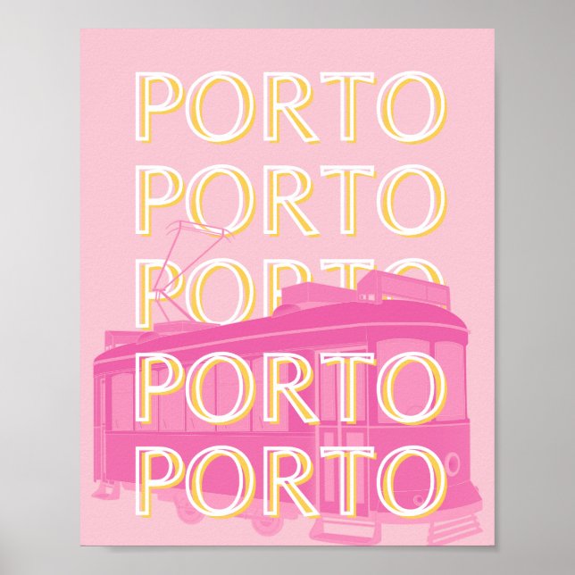 Poster Porto Viagem Art, Portugal, Rosa, Pritor (Frente)