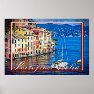 Poster Portofino, Itália - Efeito de pintura