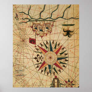 Poster Portolan Chart Map of Cairo, Egypt
