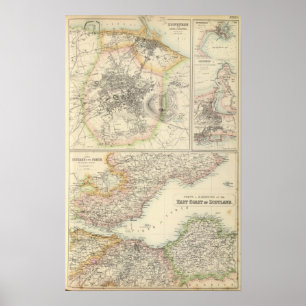 Póster Portos e portos na costa leste de Scotland