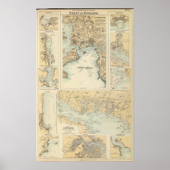Poster Portos e portos na Costa Sul da Inglaterra (Frente)