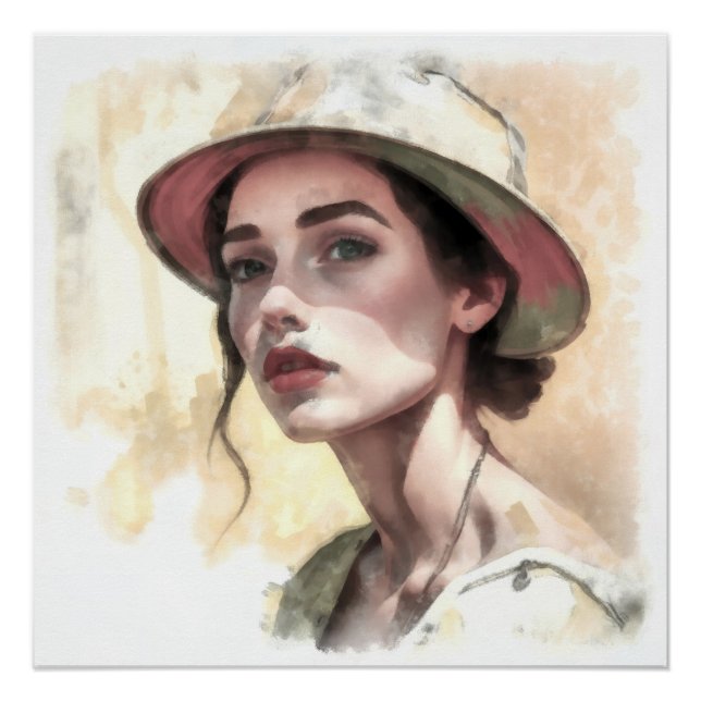 Póster Portrait d'une femme au chapeau.  (Frente)