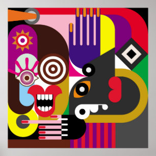 Poster Portrait of two women - color illustration. Woman