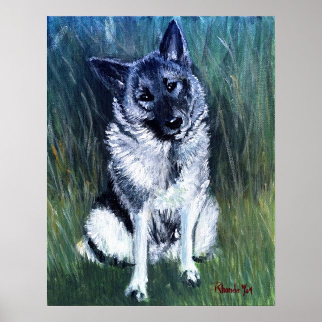 Póster Portrato de Cão Elkhound Norueguês (Frente)