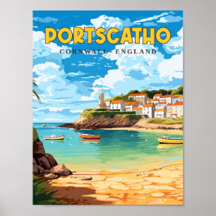 Poster Portscatho Cornwall - viagens vintage