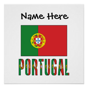 Póster Portugal e Bandeira de Portugal com o Seu Nome