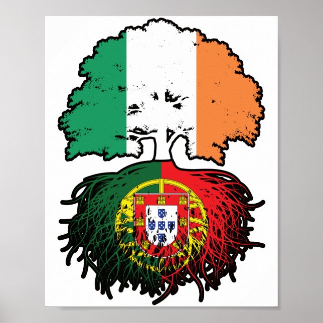 Poster Portugal Portugal Irish Tree Roots Flag (Frente)