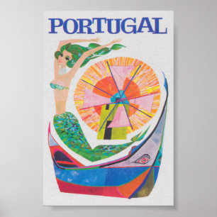 Poster Portugal, Sereia, Viagens vintage Retroativa Color