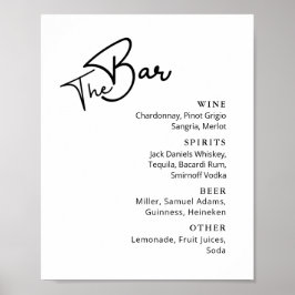 Poster Pos de menu de bar de casamento com tipografia pre