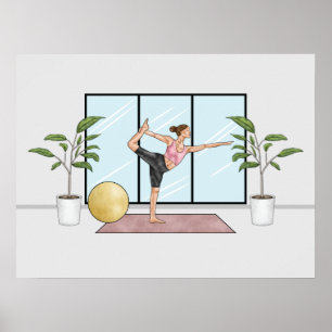 Poster Pose de Dançarino Yoga Natarajasana Exercício de E