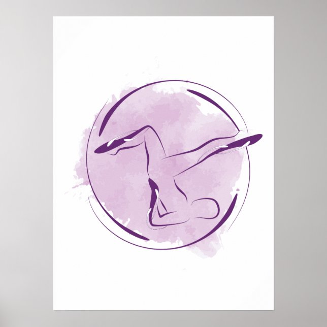 Poster Pose de Pilates em Aquarela Abstrata (Frente)
