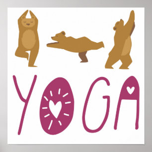 Poster Poses de Yoga do Urso Engraçado