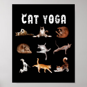 Poster Poses de Yoga para Amantes de Gatos Engraçados Gat