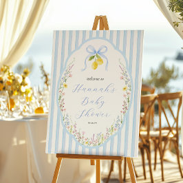 Poster Posey Wildflower Blue Bow Baby Shower Welcome