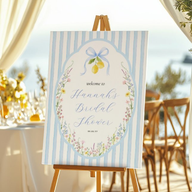 Poster Posey Wildflower Blue Bow Bridal Shower Welcome (Criador carregado)