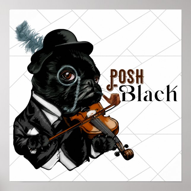 Poster Posh Black Frenchie Bulldog (Frente)