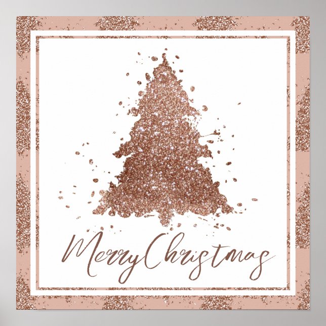 Poster Posh Felry Christmas | Árvore de Blush Dourada Gla (Frente)