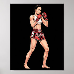 Poster Posição de Kickboxing Boxe Tailandês Um Lutador de