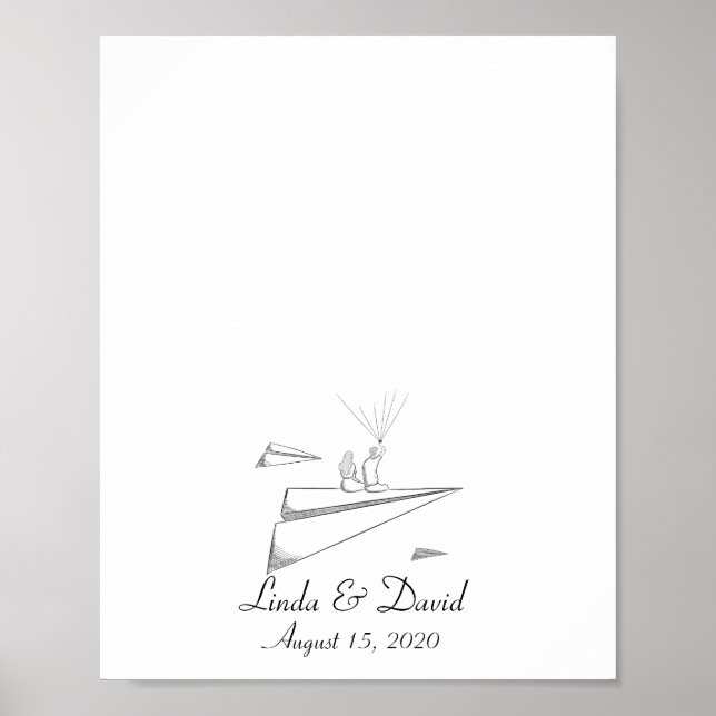 Poster Posicionamento de casal sentado em avião de papel  (Frente)