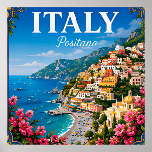Poster Positano Costa Amalfitana Itália Viagem