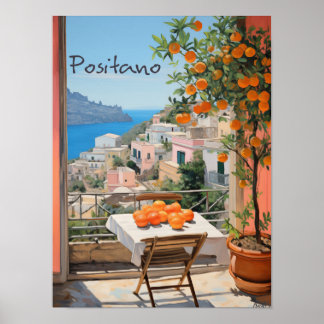 Poster Positano Italy Travel City Painting Aesthetic