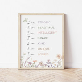 Poster Positive Affirmations Print: Wildflower Wall Art 