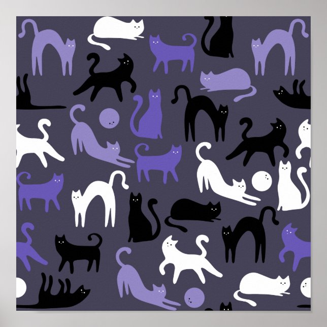 Poster Posse de Gato Gótico Adorável em Ioga (Frente)