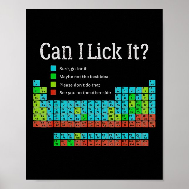 Poster Posso Lamber É Divertido Tabela Periódica de Volta (Frente)