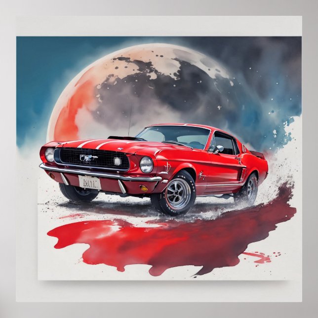 Poster Possuindo um pedaço de Ford Mustang GT vermelho! (Frente)