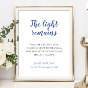 Poster Postagem do Serviço Memorial Citação Azul A Luz Pe