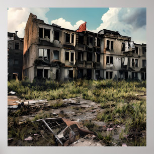 Poster Postar Destruição Apocalíptica   Edifícios abandon