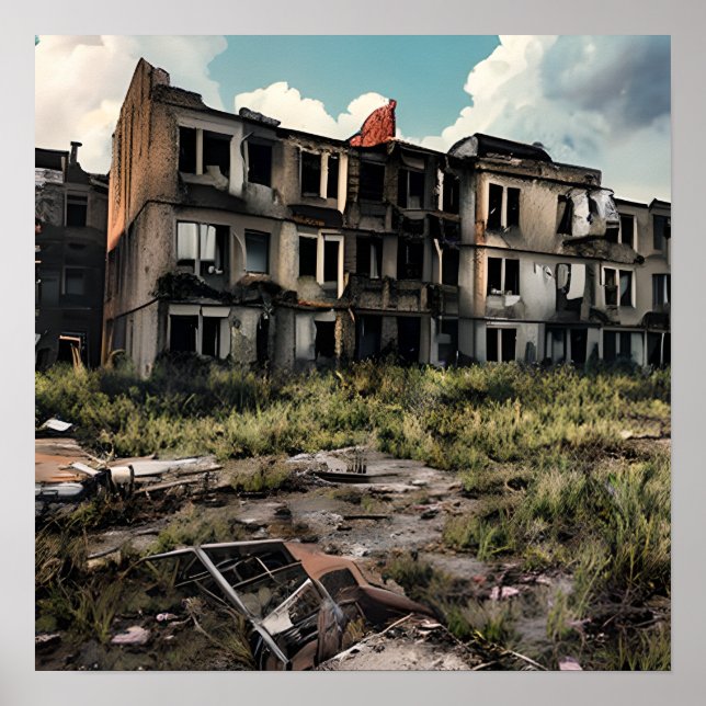 Poster Postar Destruição Apocalíptica | Edifícios abandon (Frente)