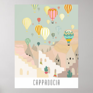 Poster Postcard Of Cappadocia Kapadokya Balloon