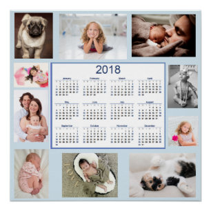 Póster Poster 2018 personalizado do calendário das fotos