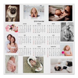 Póster Poster 2018 personalizado do calendário das fotos