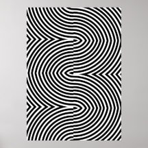 Pôster Abstrato Geométrico Preto e Branco Ousado