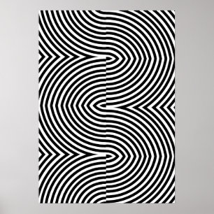 Poster Pôster Abstrato Geométrico Preto e Branco Ousado