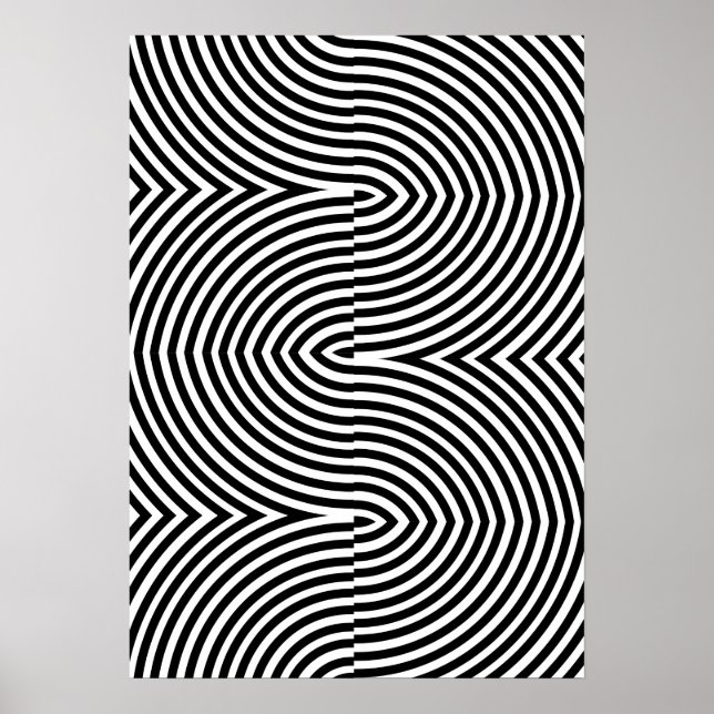 Poster Pôster Abstrato Geométrico Preto e Branco Ousado (Frente)