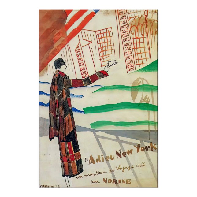 Póster Poster Adieu Nova York por Rene Magaritte (Frente)
